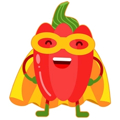 Superhero Red Capsicum Classroom Vegetable Transparent Sticker
